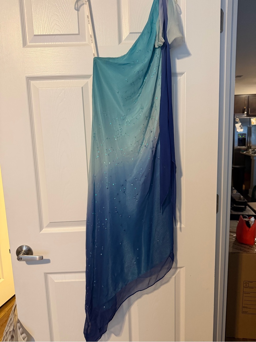 Laundry By Shelli Segal Seafoam Blue One-Shoulder Evening Dress Y2K!!!